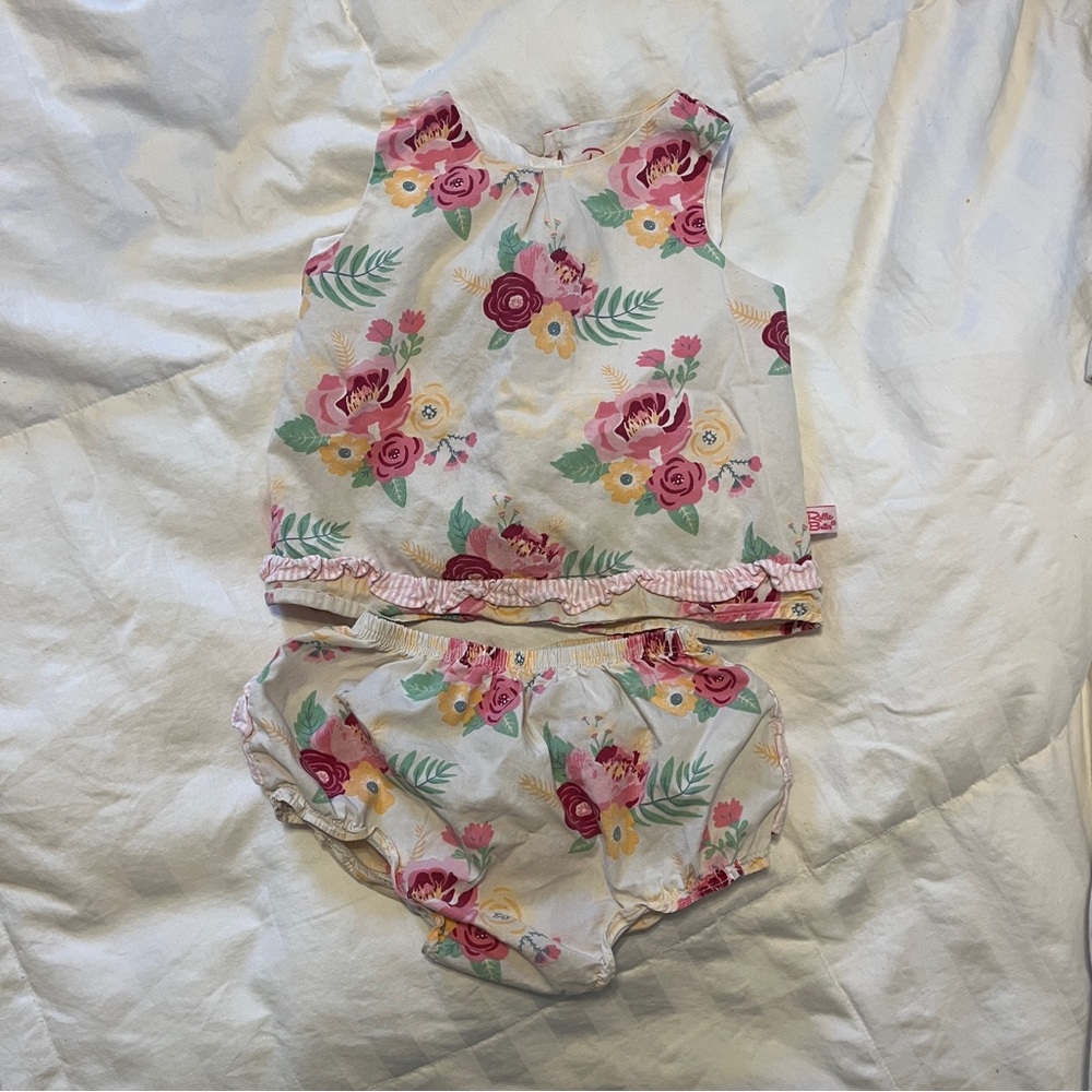 Ruffle Butts Floral Two-Piece Baby Tank & Bloomers Set - Pink & Yellow